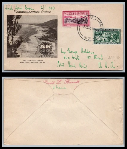 New Zealand FDC # 229,234  Abel Tasman's Landfall    , xc152