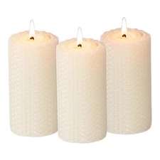 Beeswax White Pillar Candles Set of 3, 2"x 4" Unscented Pillar Candles Bulk, ...