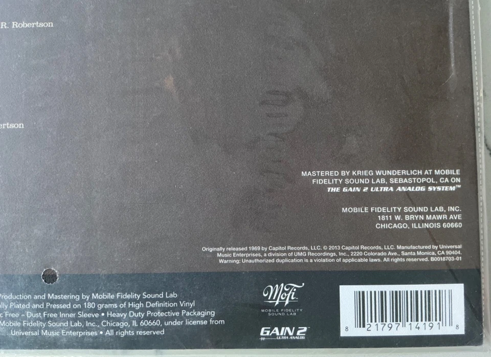 THE BAND – The Band (Mobile Fidelity Sound Lab MFSL 1-419) Audiophile 180g 2013 - Image 4 of 4