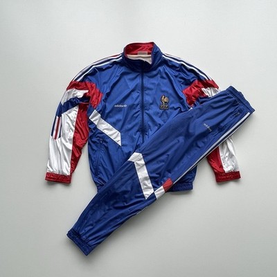 【激レア】90s adidas ジャンプスーツ Adidas France 1992 Vintage 90's Anthem Prematch Tracksuit Blue