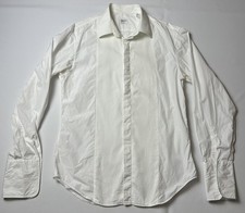 ARMANI COLLEZIONI Solid White Cotton French Cuff Tux Tuxedo Dress Shirt 16 1/2 L