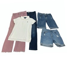 Girls Sz 10 bundle 2 Jean shorts , 2 denim Jeans , 1 polo shirt  5 items 