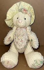 Vtg 2001 Collectible Teddy Bear Chenille Texture, Cream, Floral Paws/Ears/chest