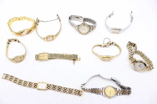 A x10 Vintage Ladies Seiko Gold Tone Quartz Wristwatches Not Tested