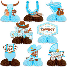 Cowboy Baby Shower Decorations, 8Pcs Western a Little Cowboy Is on the Way Honey