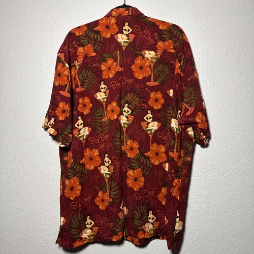 Big Dogs Hawaiian Men's Shirt XL Martini Glass Pin-Up Hula Girl Beach Luau Tiki - Picture 4 of 4