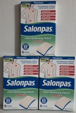 3 Boxes - Salonpas Pain Relieving Large Patches, 6 Each, 18 total NEW Exp: 09/27