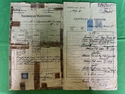 Two Old Documents Bucovina Kingdom of Romania with Stamps TE1138