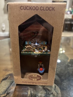 Magnetic Miniature Cuckoo Clock, Young Boy Holding The Pendulum Germany!!!