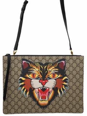 GUCCI GG Supreme Angry Cat Clutch Bag