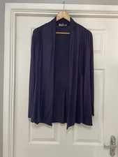 John Lewis Women Purple Waterfall Cardigan Size 14 Aubergine Open Front Pleated
