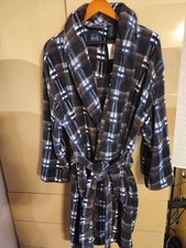 Majestic International Fleece Plaid Robe M/L Soft Warm Belted Bathrobe