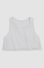 Zella Kids' Girls' White Mesh Overlay Light Stretch Sports Bra Size M
