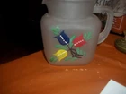 Vintage Federal Frosted Hand Painted Tulips Juice Pitcher Star