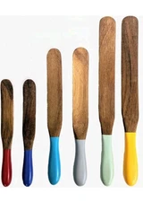 Mad Hungry® 6-PIECE ACACIA WOOD SKINNY SPURTLE SET - SILICONE HANDLE