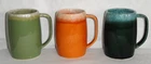 3 Vintage Hull16 Oz Mugs ~ Large Orange Green & Teal Drip ~ 5” tall Coffee Cups
