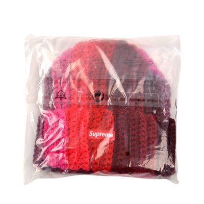 SUPREME GRADIANT CROCHET STRIPE PINK MULTI COLOR BEANIE BOX LOGO RED OS