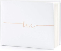 GäStebuch Hochzeit, HochzeitsgäStebuch - Weiß Rose + Gold + Love - Fotoalbum, Ho