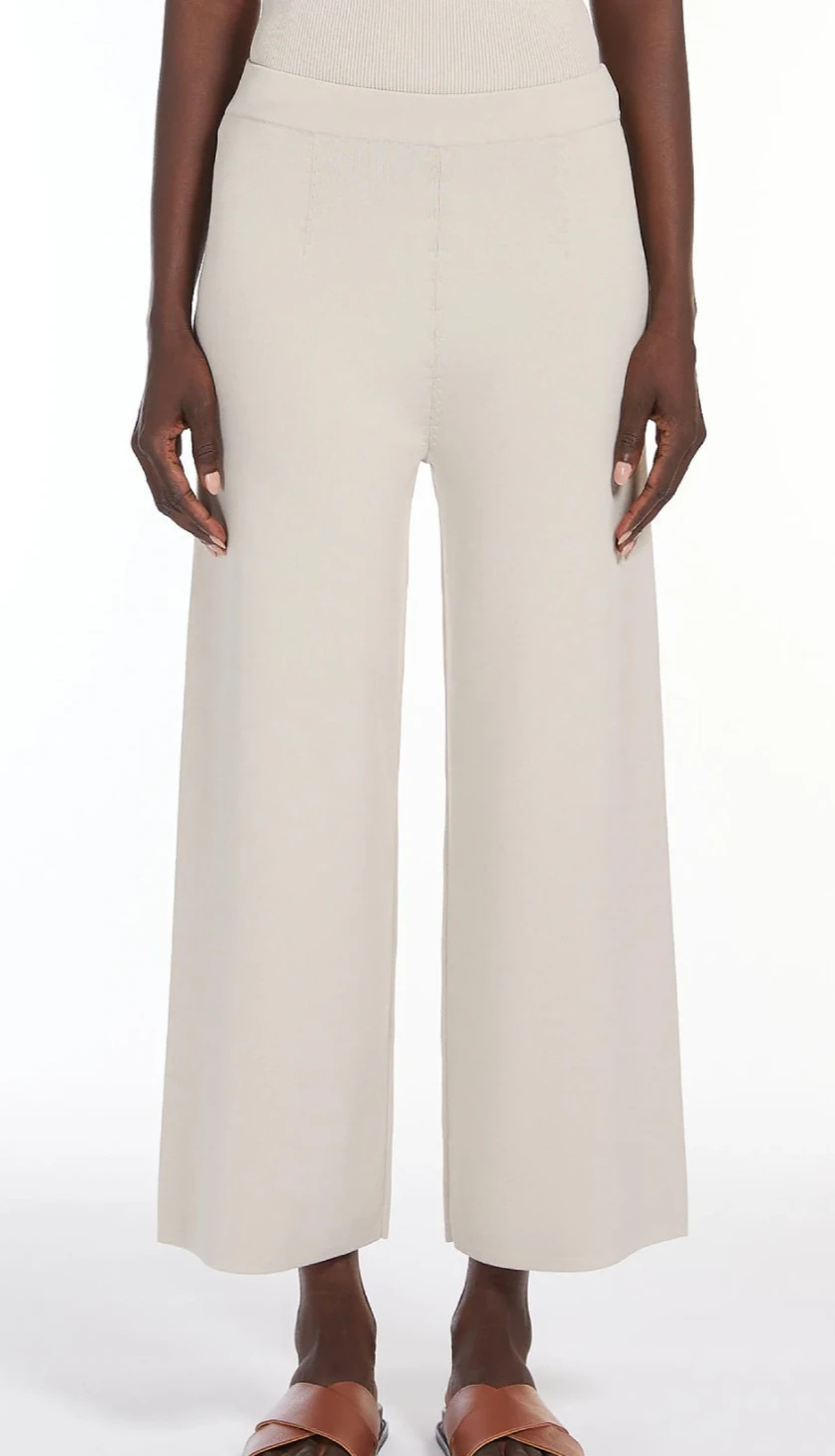 MAX MARA LEISURE Pants Stretch Wid-Led Cropped  Viscosa Grembo Beige Size S