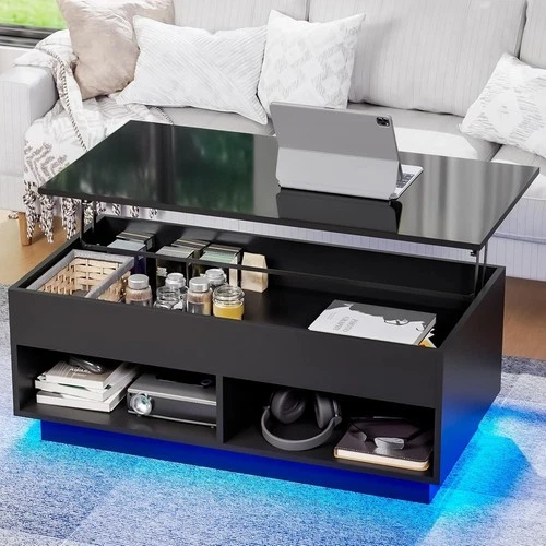 40" LED Coffee Table Lift Top with Storage High Gloss Modern Table Living Room