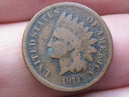 1873 Indian Head One Cent Penny- Good/VG Details, Open 3