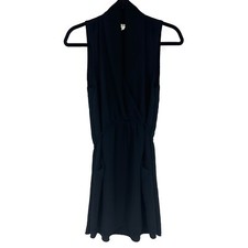 Aritzia Wilfred Sabine Tie-Waist Faux Wrap Mini Dress Black XS