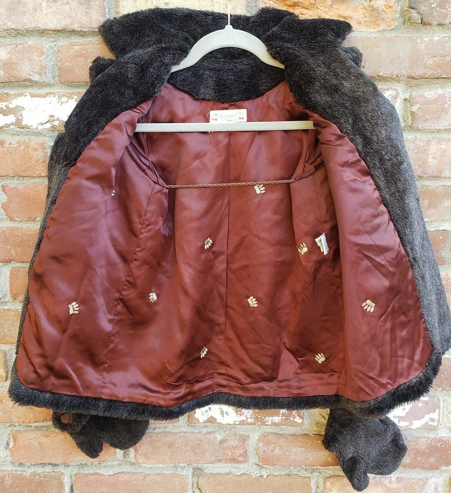 BONPOINT искусственного меха TYBER темно-коричневый пальто с подходящий варежки куртка девочек 6 - Изображение 4 из 4