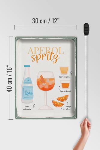 Blechschild Rezept Aperol Spritz Cocktail Recipe 30x40cm Deko Schild tin sign - Bild 5 von 5