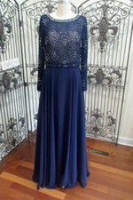 V1095 JVN BY JOVANI JVN 45598 SZ 8 NAVY $535 #3582  BLACK TIE  FORMAL GOWN DRESS