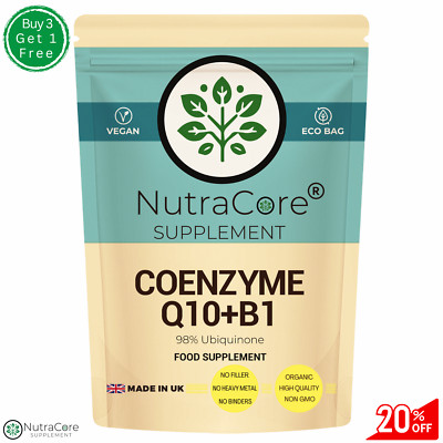 Co Enzyme Q10+Vitamin B1-550mg Capsules-(98%Ubiquinone+b1 Spinach Source)-90Caps