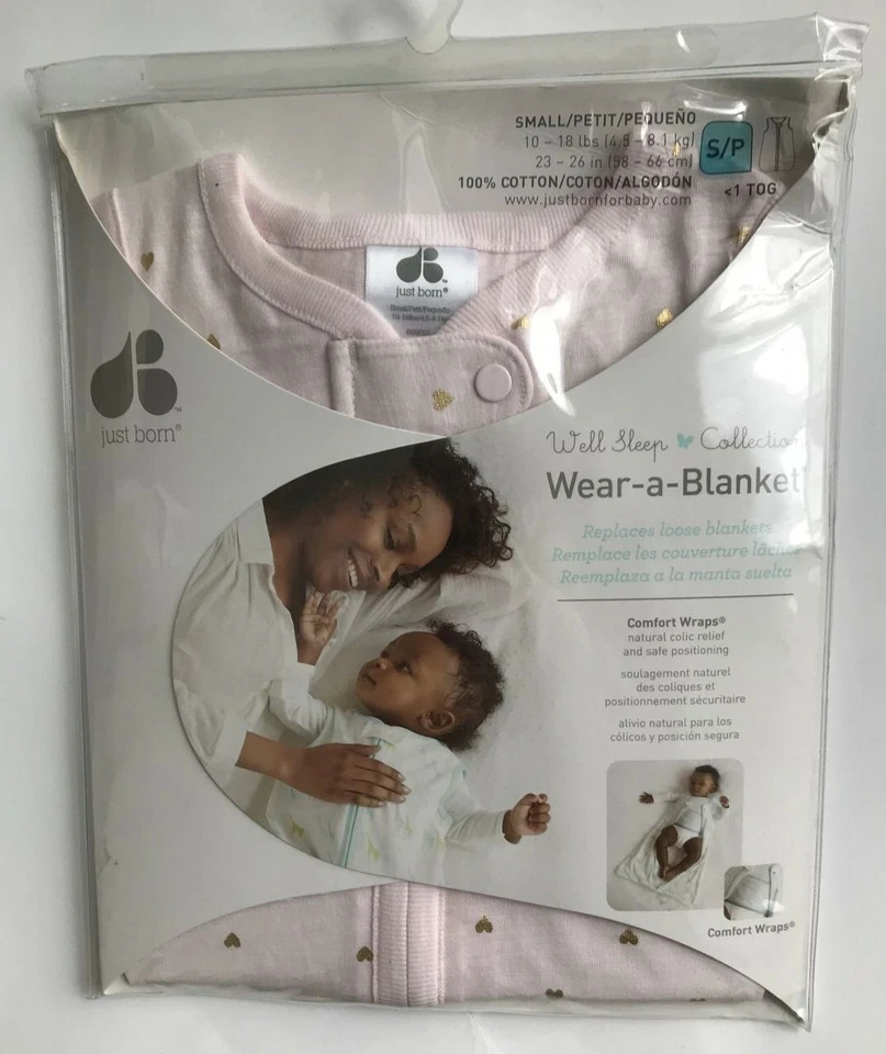 Just Born Wear-a-Manta Algodón Cómodo Envoltura -Púrpura o Rosa -S o M NUEVO Foto 4 de 4