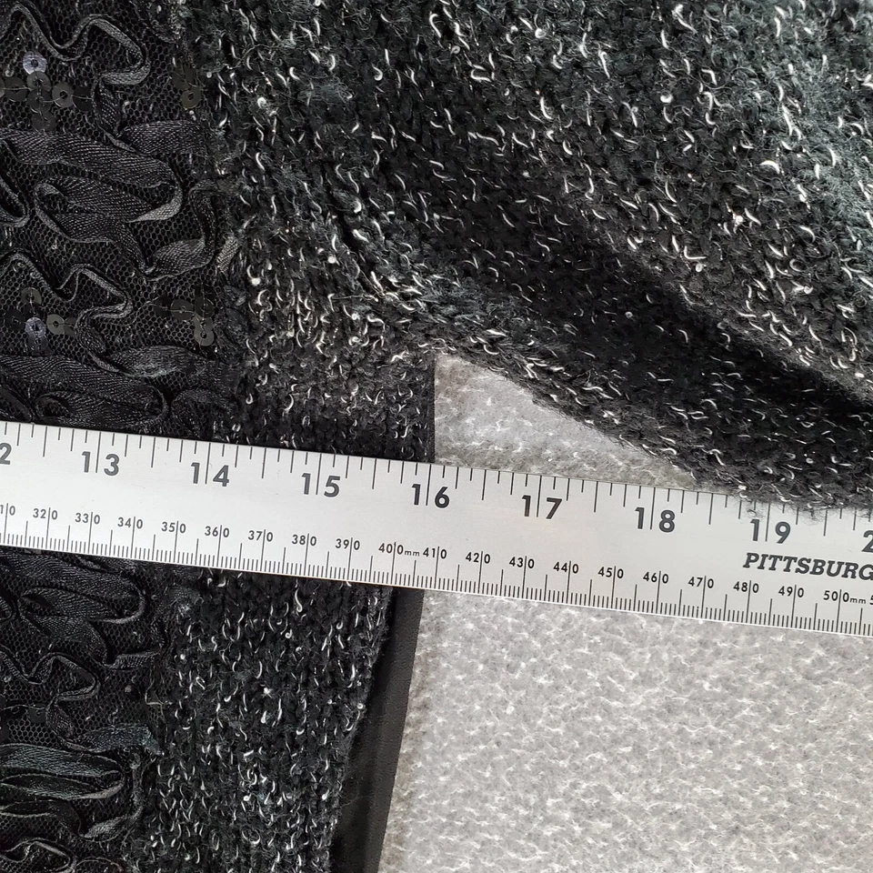 Suéter BKE Boutique Mujer S Negro Mezcla Lana Cárdigan Lentejuelas Piezas Cremallera Completa  Foto 3 de 4