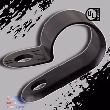 100 Pcs 12 Inch R-type Cable Clamps Nylon Black Hose Wire Electrical Ring Loop