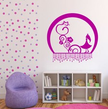 Vinyl Wall Decal Sticker Cat Girl Cute Funny Kids Story Decor n1427 