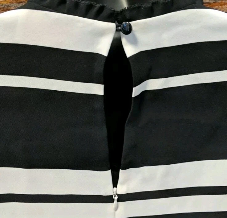 Abito Kate Spade New York nero bianco mantello a righe vertigini taglia 6