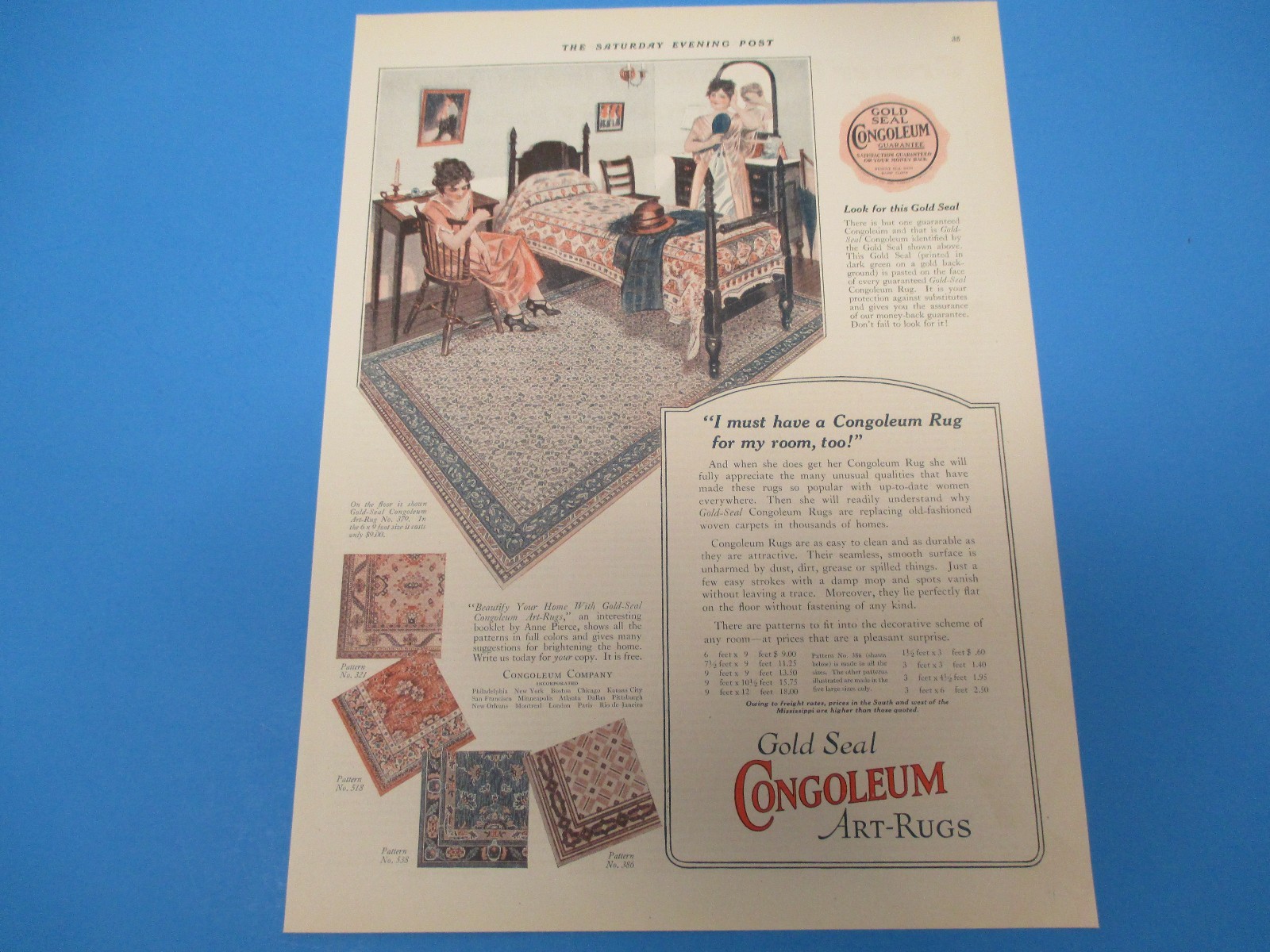 1924 Gold Seal Congoleum ArtRugs Print Ad PA008 eBay