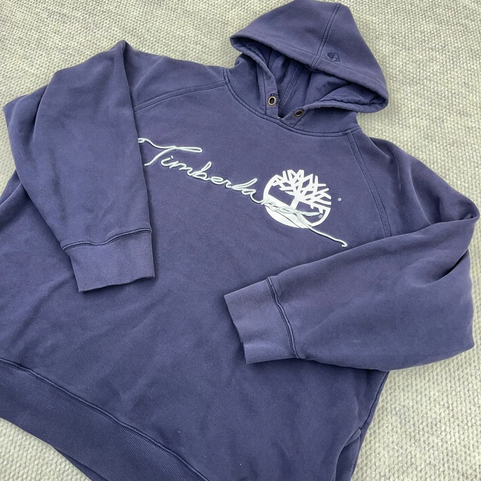 Sudadera con Capucha Timberland Vintage Hombres XXL Azul Desteñida Grunge Años 90 Y2K Años 2000 Foto 2 de 4