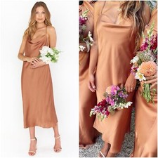 SHOW ME YOUR MUMU Verona Cowl Dress In Copper Luxe Satin
