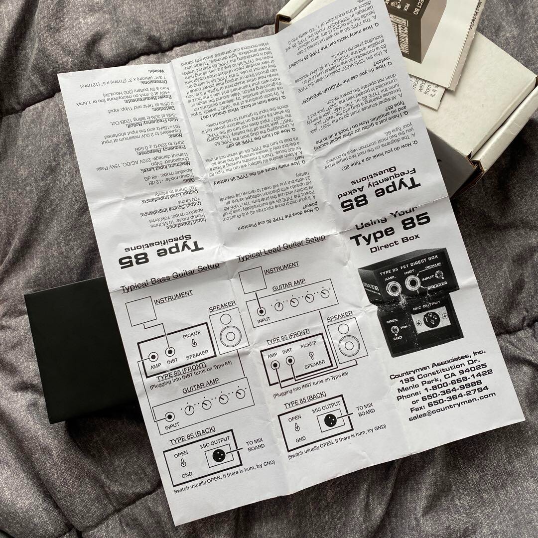 Countryman Associates Type 85 FET Class A Discrete Direct Box DI w