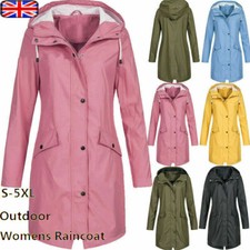 Womens Waterproof Raincoat Ladies Outdoor Wind Rain Forest Jacket Coat Plus Size
