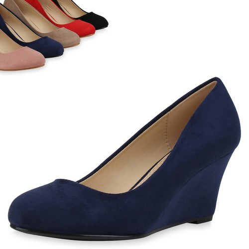 Damen Keilpumps High Heel Wedges Keilabsatz Pumps Absatzschuhe 899158