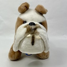 Vintage Dakin Bulldog Plush Stuffed Animal White Tan Puppy Dog 1984 Standing Toy