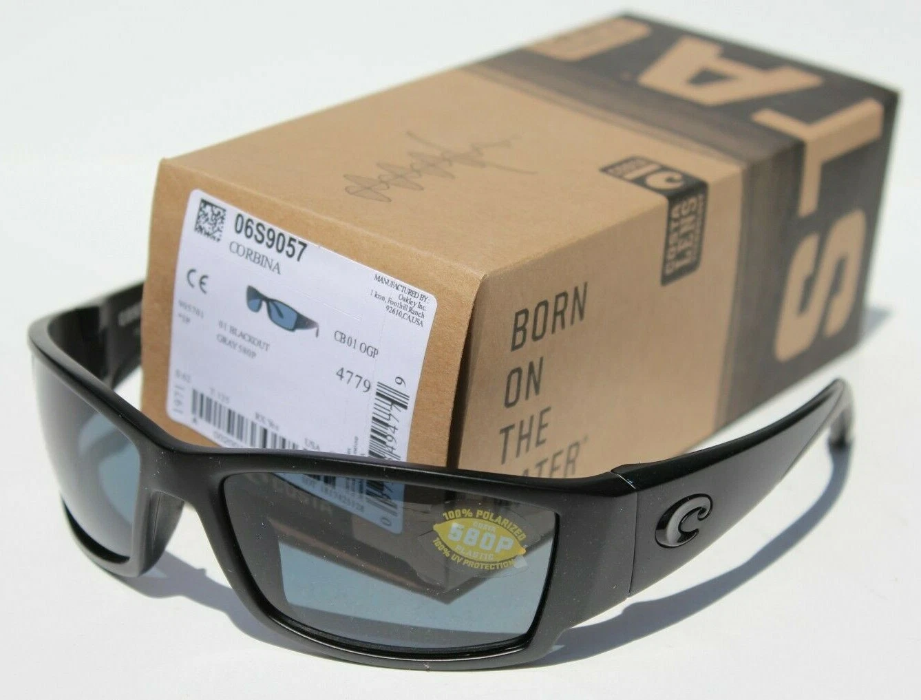 COSTA DEL MAR Corbina 580 POLARIZED Sunglasses Blackout/Gray 580P NEW $169
