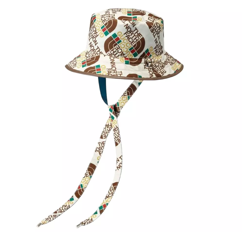 Authentic The North Face X Gucci Reversible Self Tie Nylon Logo Bucket Hat  M New