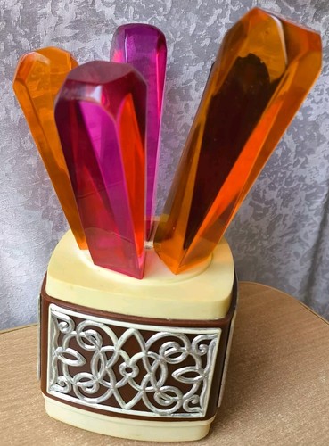 Rare Vintage Soviet Night LAMP USSR Decor Crystal 1970s - Picture 4 of 22