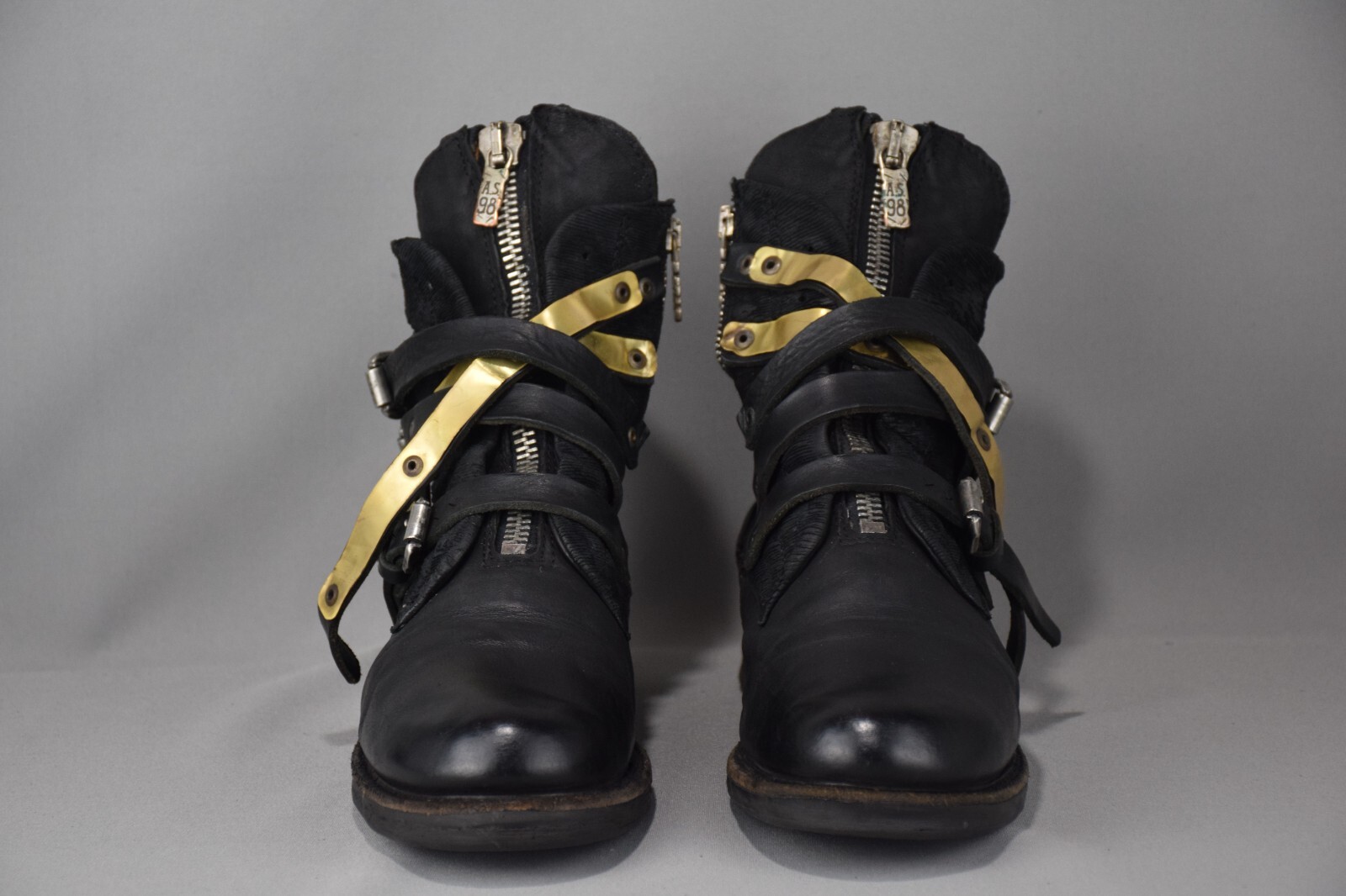 A.S. 98 Airstep Ancle Biker Women s Black Leather Italy Boots US 9