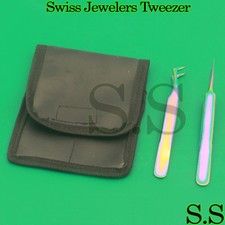 Rainbow Color 3d Eyelash Extension Tweezers A Type Straight Semi Angled