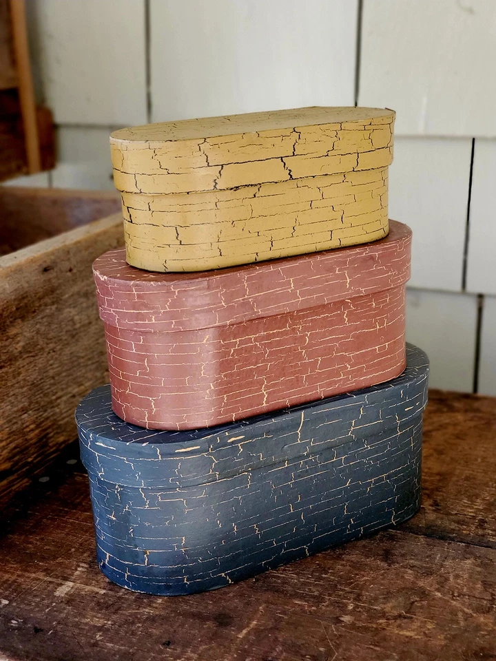 Primitive Stacking Boxes Country Bath Paper Mache Set of 3 Bathroom Decor - Image 3 of 4