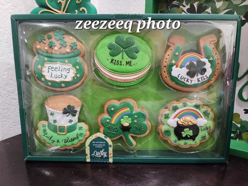 Lucky Lane St. Patrick's Faux Cookies Shamrock Tier Tray Decor Set of 6 - Picture 5 of 5