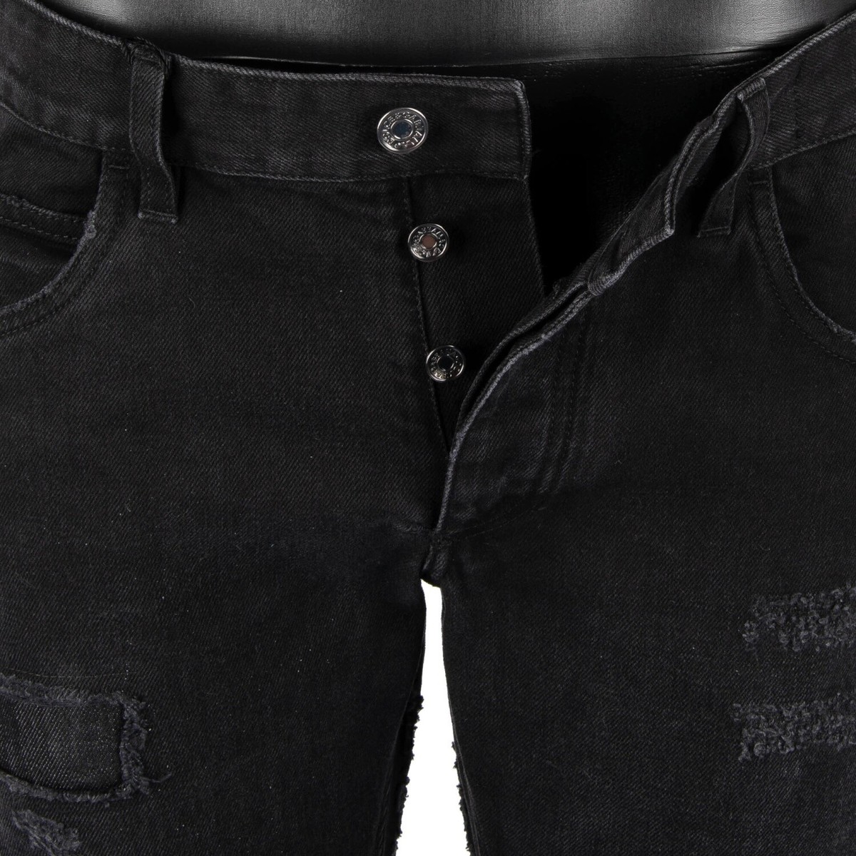 Jean imprimé en détresse pour hommes, pantalon brodé, droit, pleine
